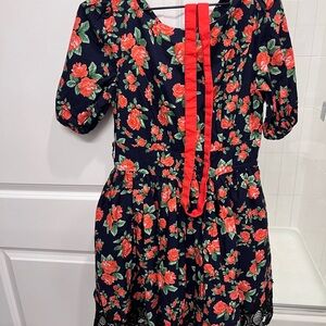 Floral Dress with Red and Black Pattern